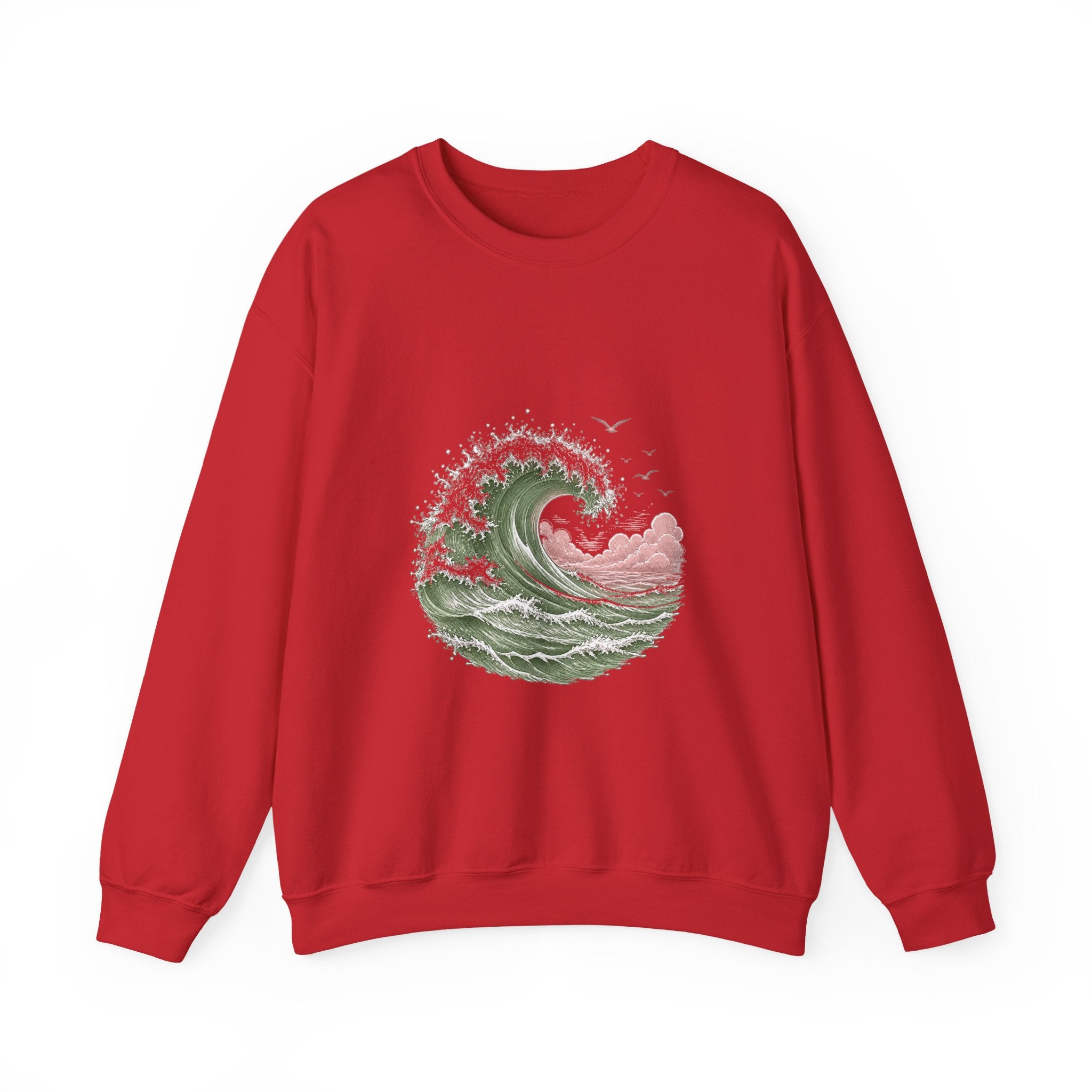 Matching Couple Sweatshirt - Mountain & Ocean Matching Couple Comfort Colors Crew Hand-Drawn Art His Hers Anniversary Gift - Design B