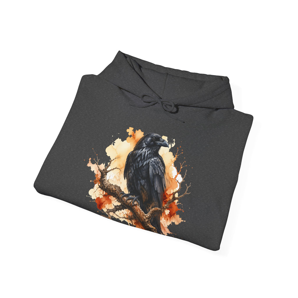 Matching Couple Sweatshirt - Raven & Swan Matching Couple Hooded Sweatshirt Watercolor Art His Hers Engagement Gift - Design A
