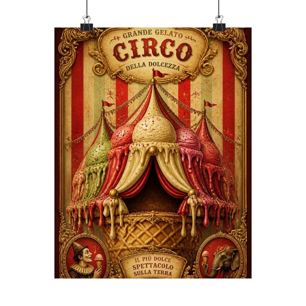 Ice Cream Cone Circus Tent Wall Art Poster 24×36 Baroque Studio Decor Maximalist Print