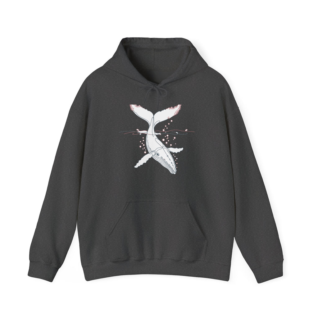 Matching Couple Sweatshirt - Eagle & Whale Matching Couple Hooded Sweatshirt Minimalist Art His Hers Valentine Gift - Design B