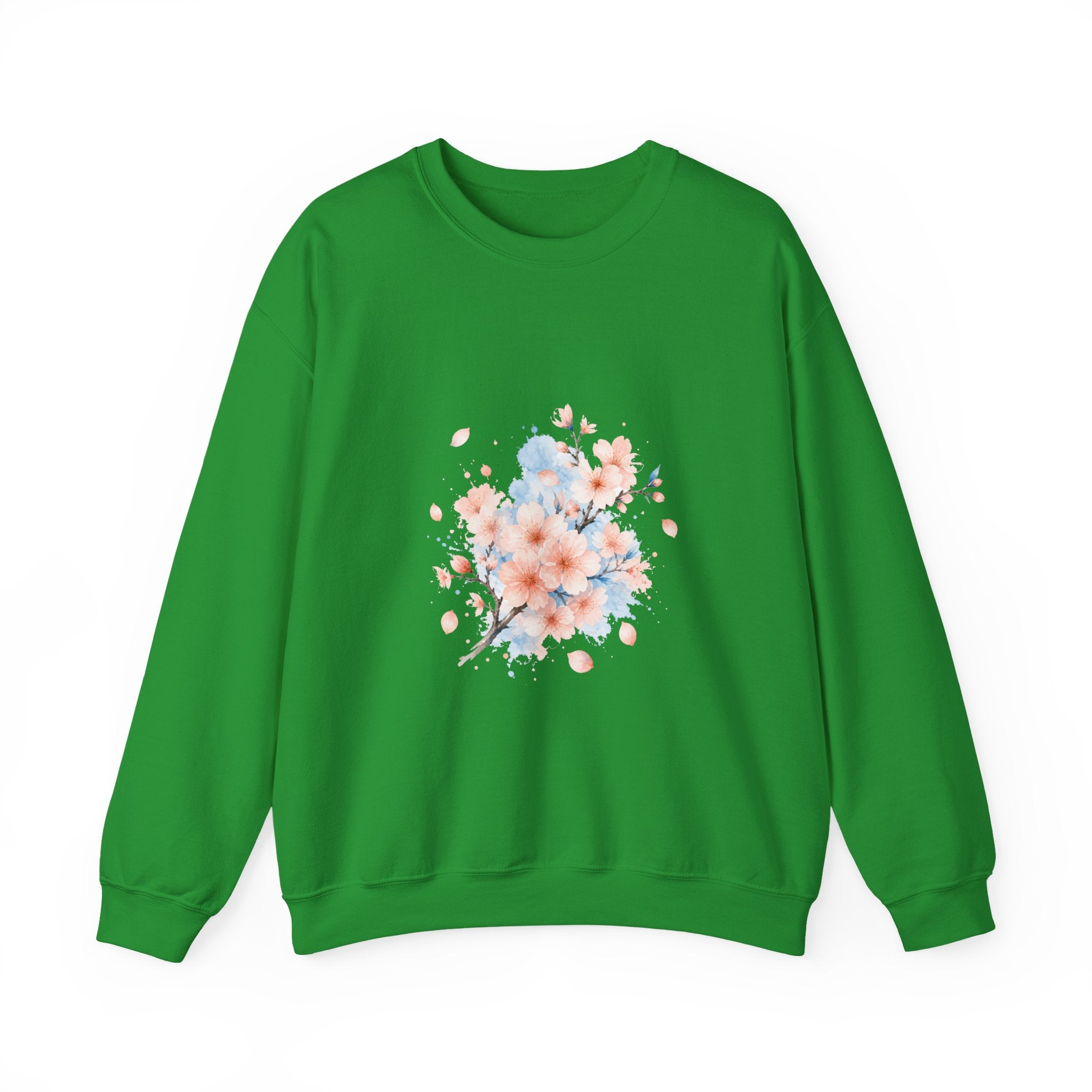 Matching Couple Sweatshirt - Cherry Blossom & Maple Leaf Matching Couple Premium Fleece Sweatshirt Watercolor Art His Hers Birthday Gift - Design A