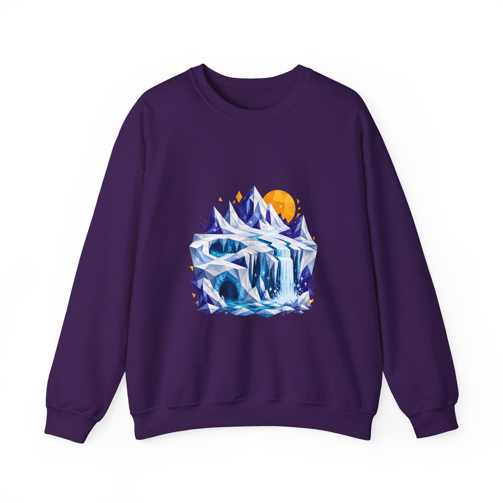 Matching Couple Sweatshirt - Volcano & Glacier Matching Couple Crewneck Sweatshirt Geometric Art His Hers Couple Gift - Design B