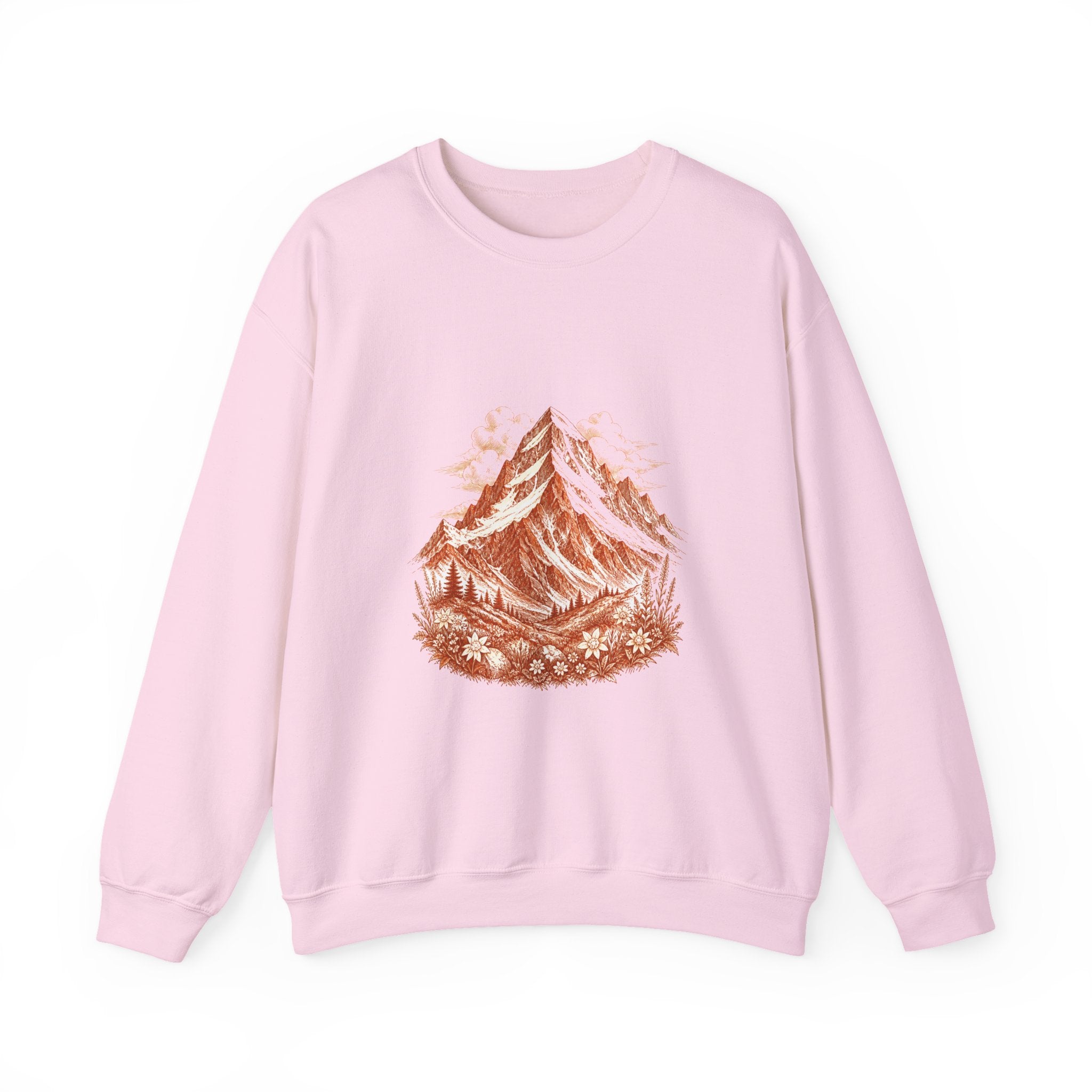 Matching Couple Sweatshirt - Mountain & Ocean Matching Couple Premium Fleece Sweatshirt Hand-Drawn Art His Hers Anniversary Gift - Design A