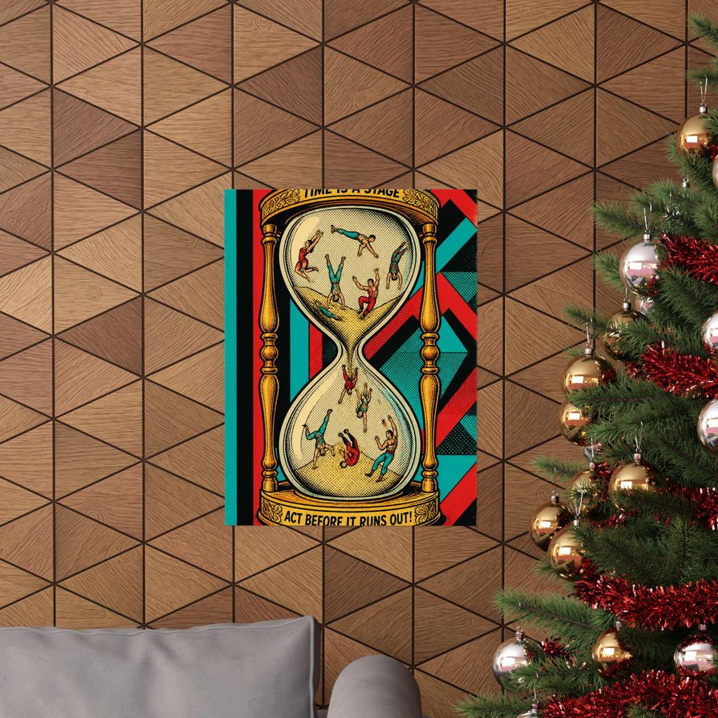 Hourglass Acrobats Wall Art Poster 24×36 Pop Art Restaurant Decor Maximalist Print
