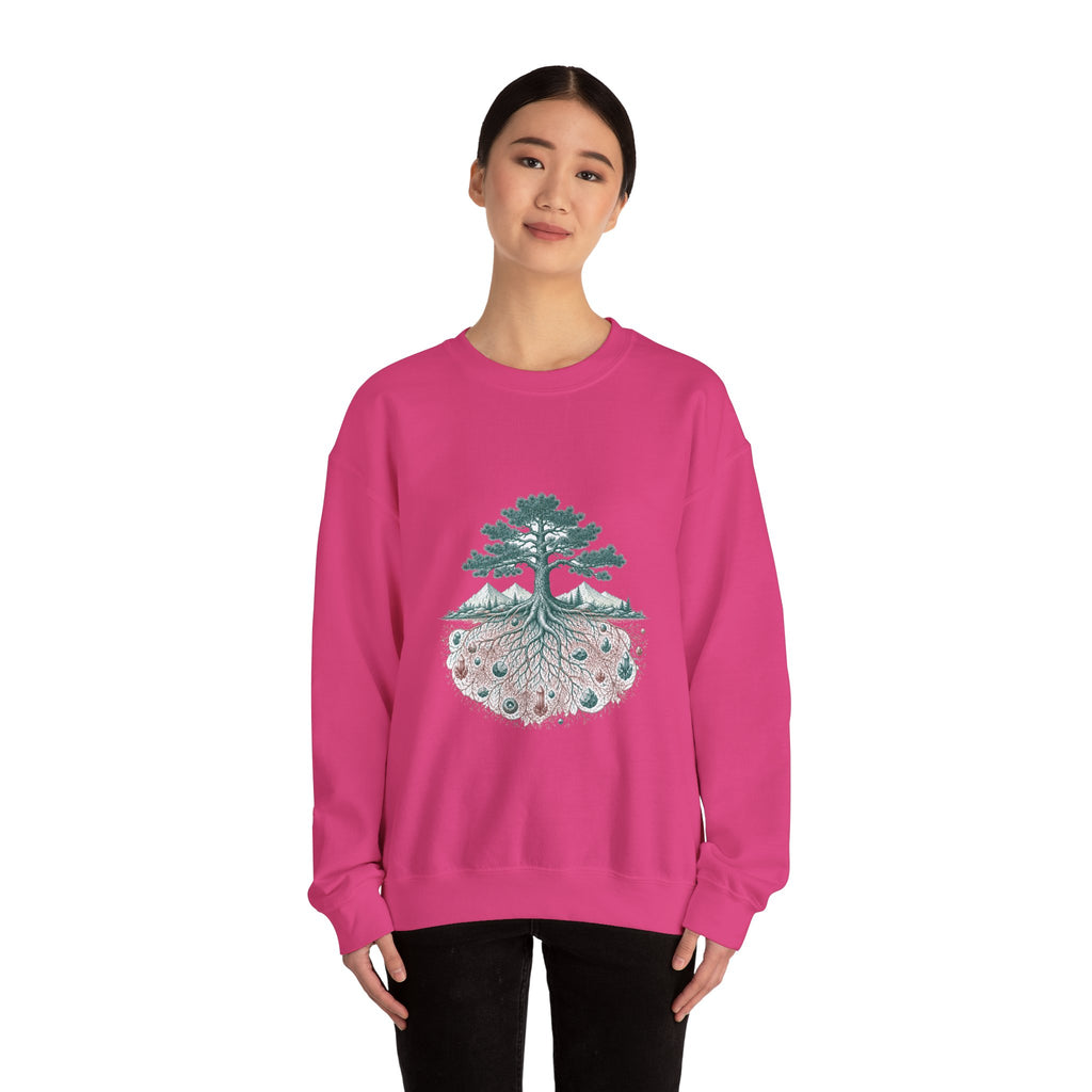 Matching Couple Sweatshirt - Ancient Oak & Deep Roots Matching Couple Premium Fleece Sweatshirt Vintage Art His Hers Honeymoon Gift - Design B