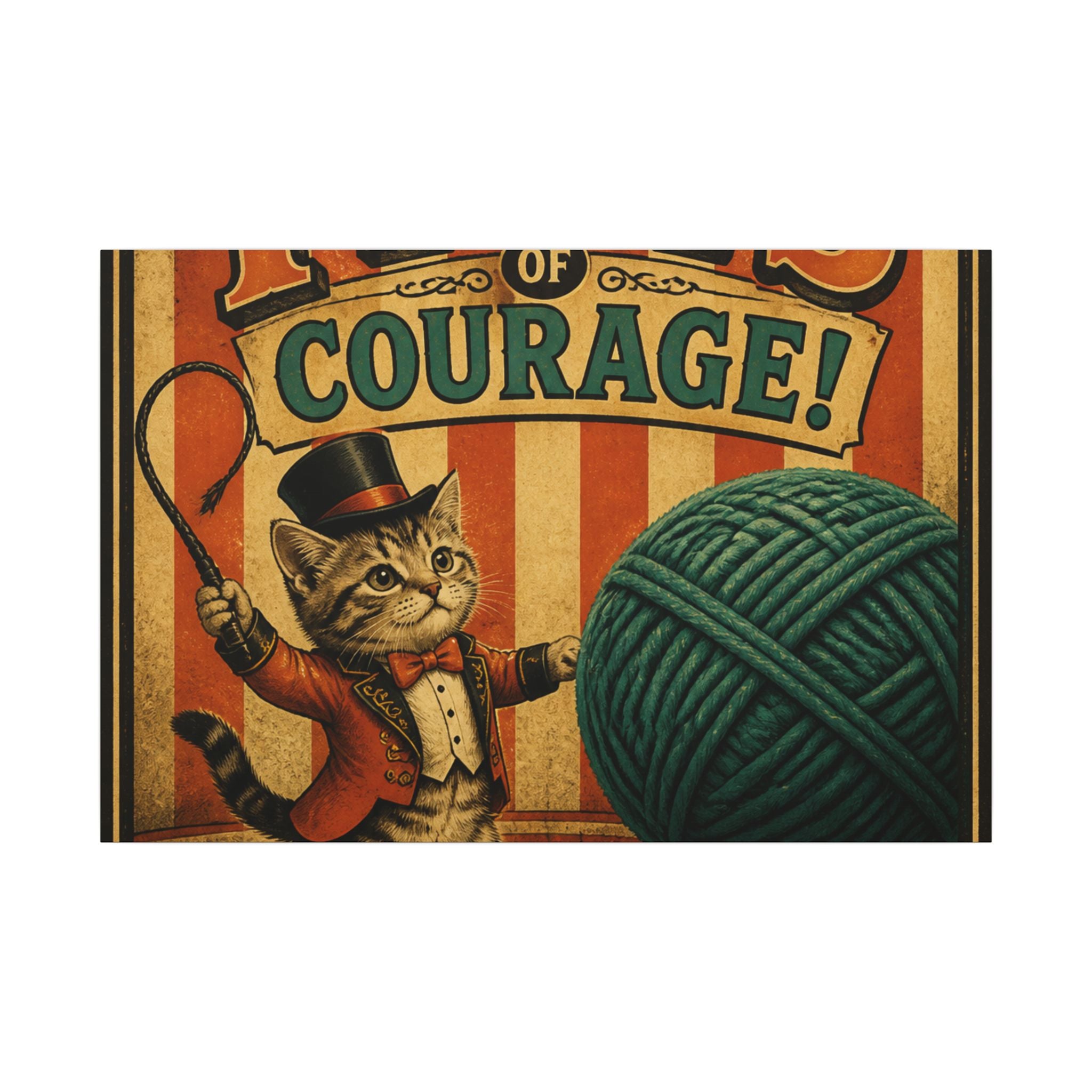 Cat Lion Tamer Wall Art Canvas 16×20 Vintage Circus Kitchen Decor Maximalist Print