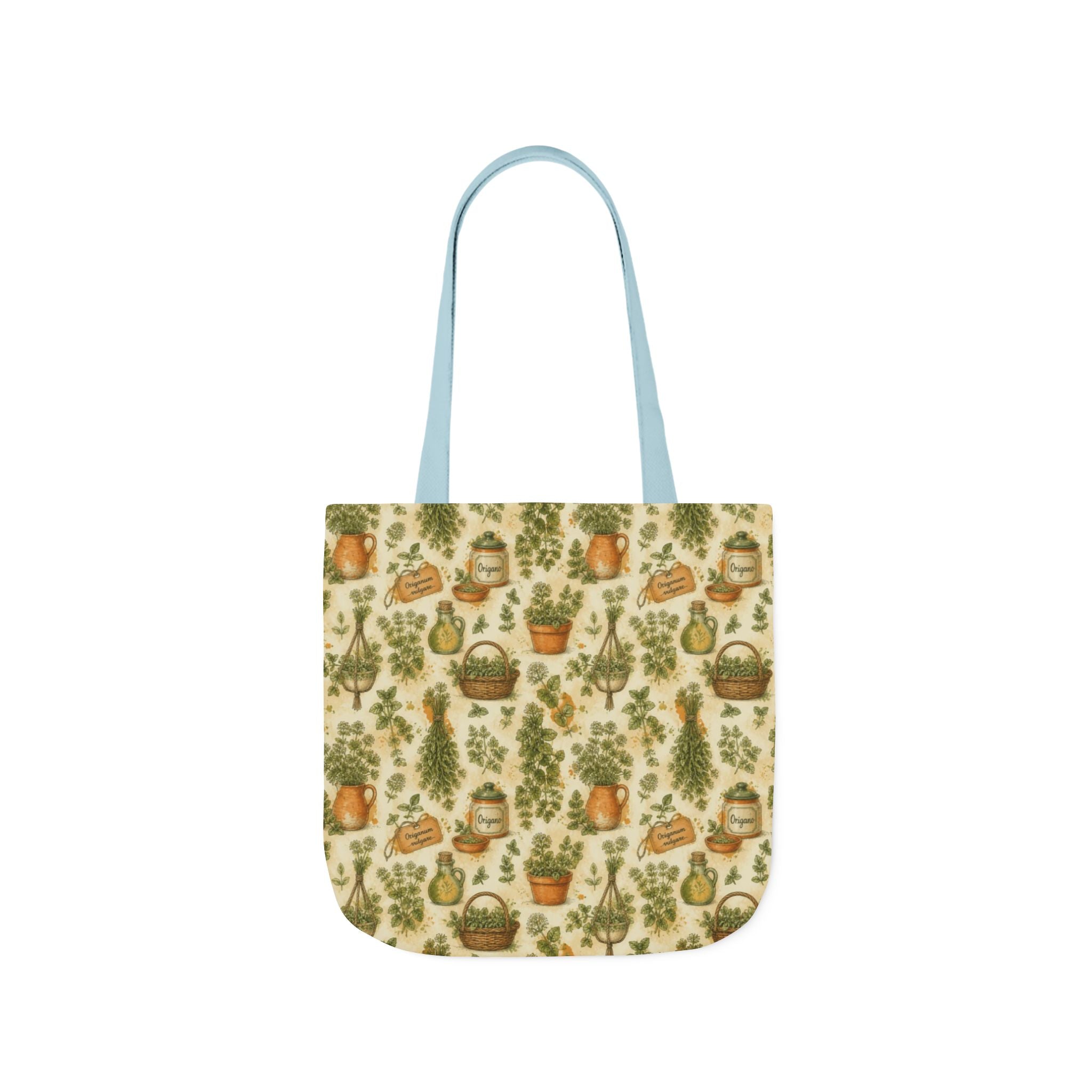 Oregano Sprigs Canvas Tote Bag Mediterranean Kitchen Watercolor Design Italian Cottagecore Gift