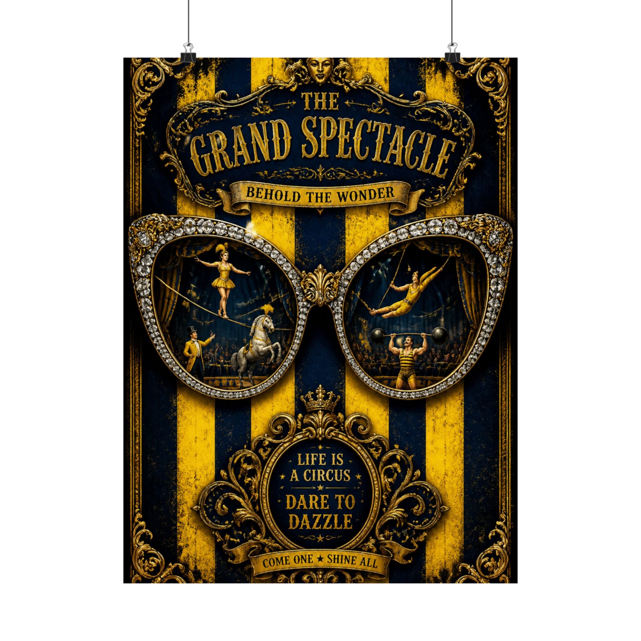 Sunglasses Circus Ring Wall Art Poster 18×24 Baroque Home Office Decor Maximalist Print