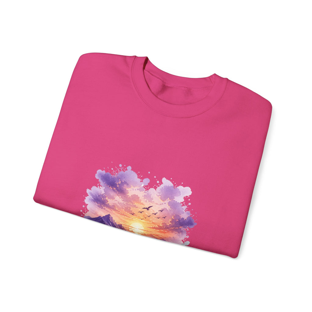 Matching Couple Sweatshirt - Sunrise & Sunset Matching Couple Comfort Colors Crew Watercolor Art His Hers Birthday Gift - Design B