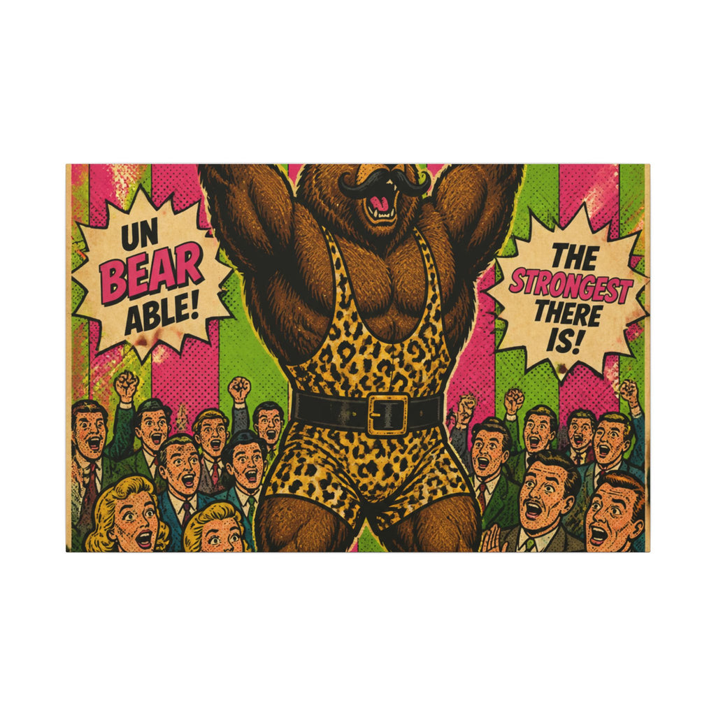 Strongman Bear Wall Art Canvas 24×36 Pop Art Restaurant Decor Maximalist Print