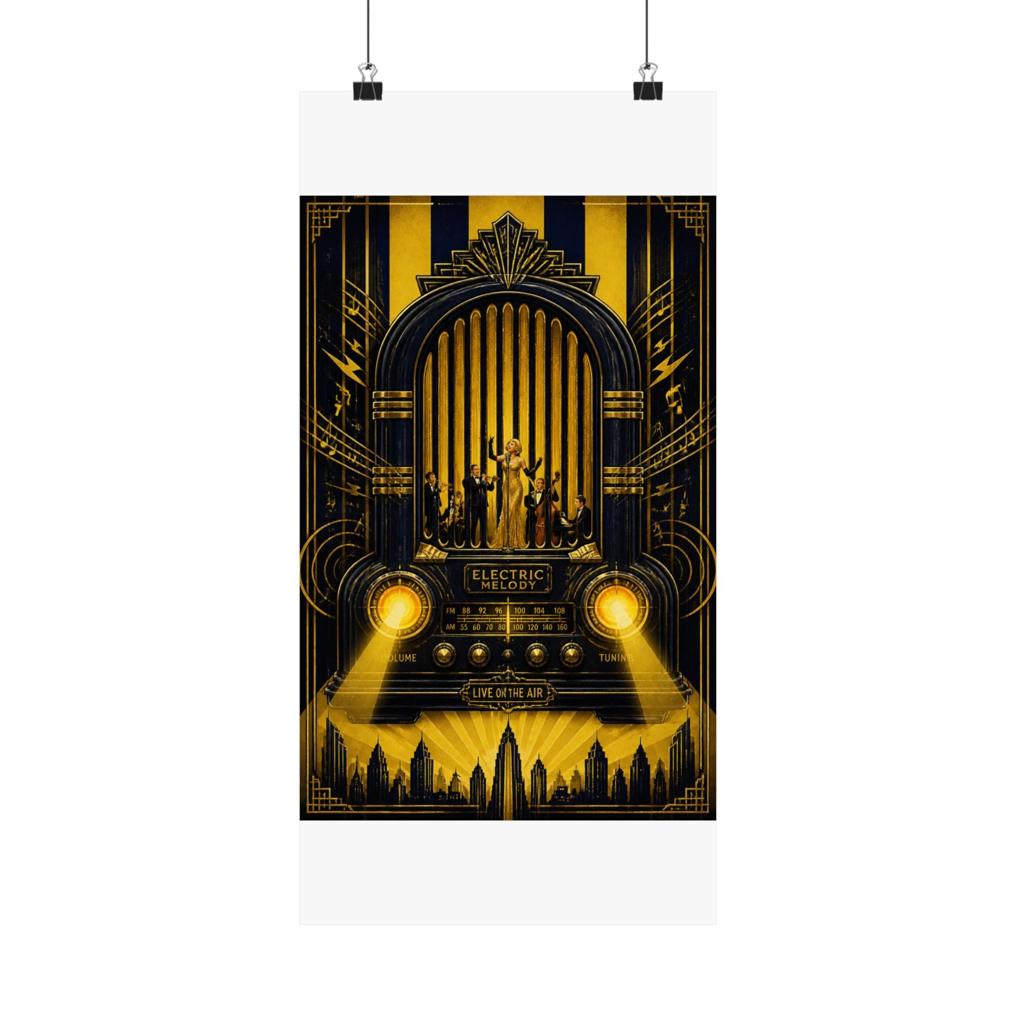 Vintage Radio Stage Wall Art Poster 18×24 Art Deco Entryway Decor Maximalist Print