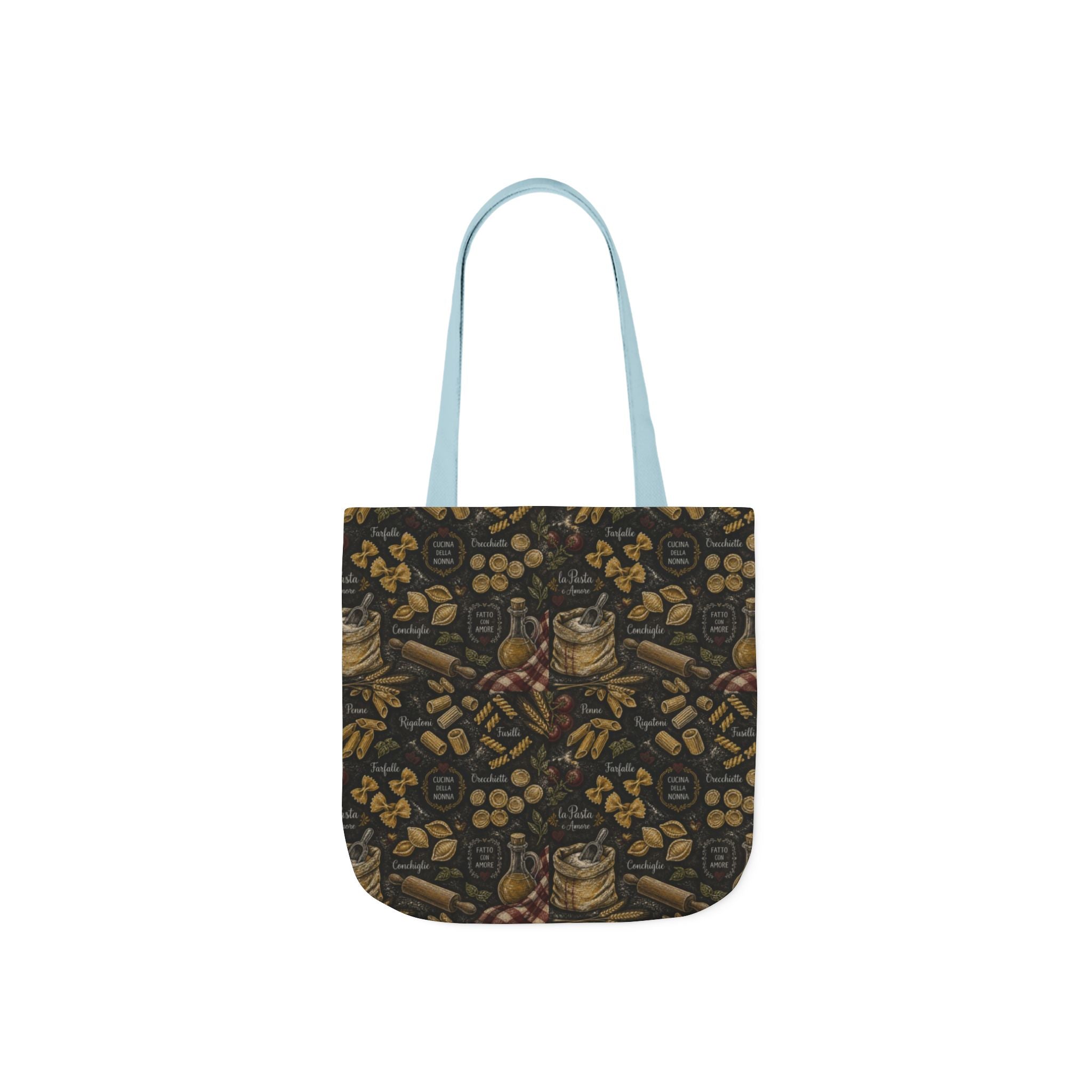 Italian Pasta Shapes Canvas Tote Bag Mediterranean Kitchen Chalk Art Design Italian Cottagecore Gift
