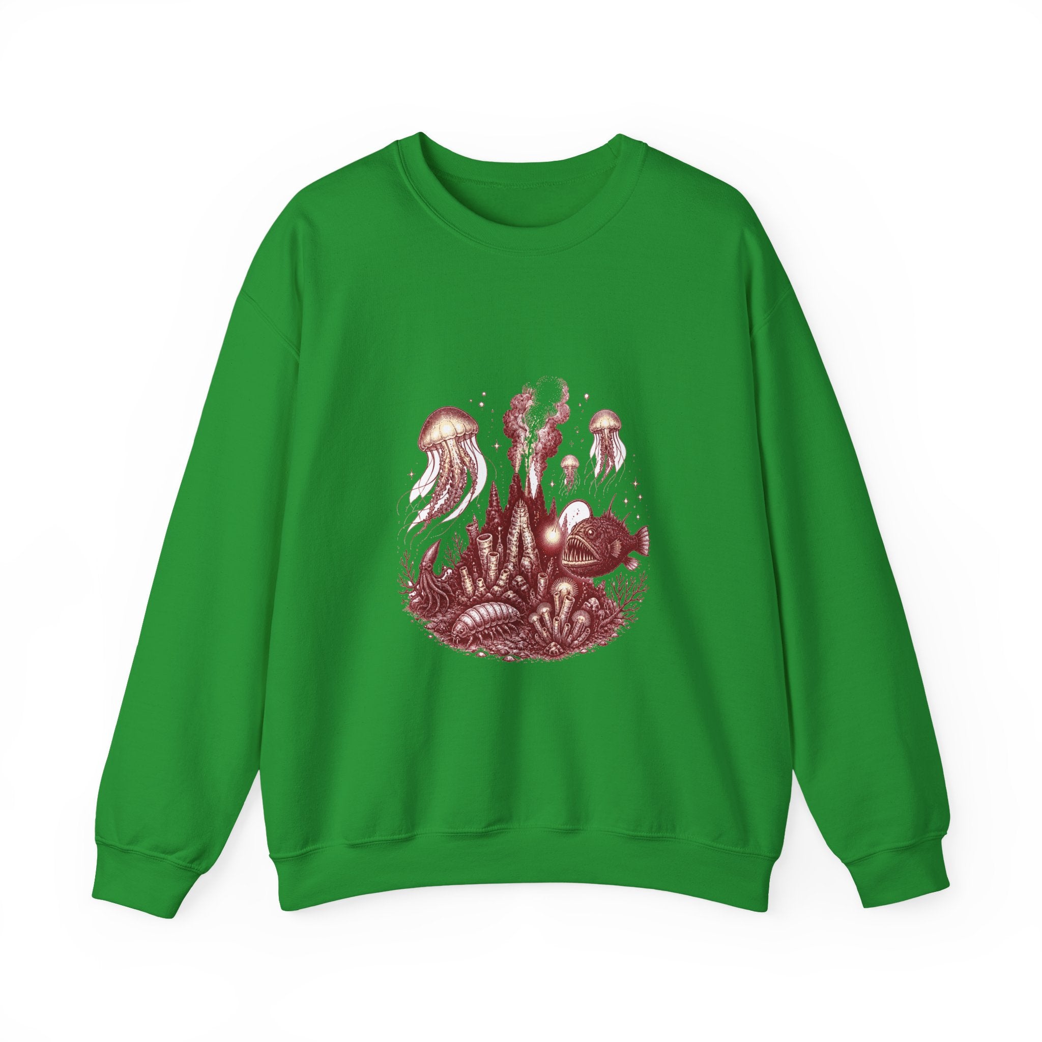 Matching Couple Sweatshirt - Coral Reef & Deep Sea Matching Couple Premium Fleece Sweatshirt Hand-Drawn Art His Hers Anniversary Gift - Design B