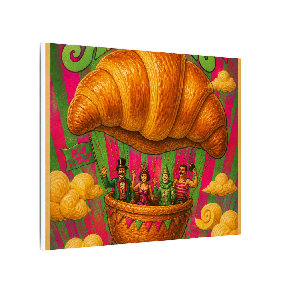 Croissant Hot Air Balloon Wall Art Canvas 16×20 Psychedelic Cafe Decor Maximalist Print
