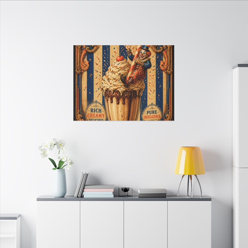 Milkshake Slide Clown Wall Art Canvas 16×20 Baroque Home Office Decor Maximalist Print