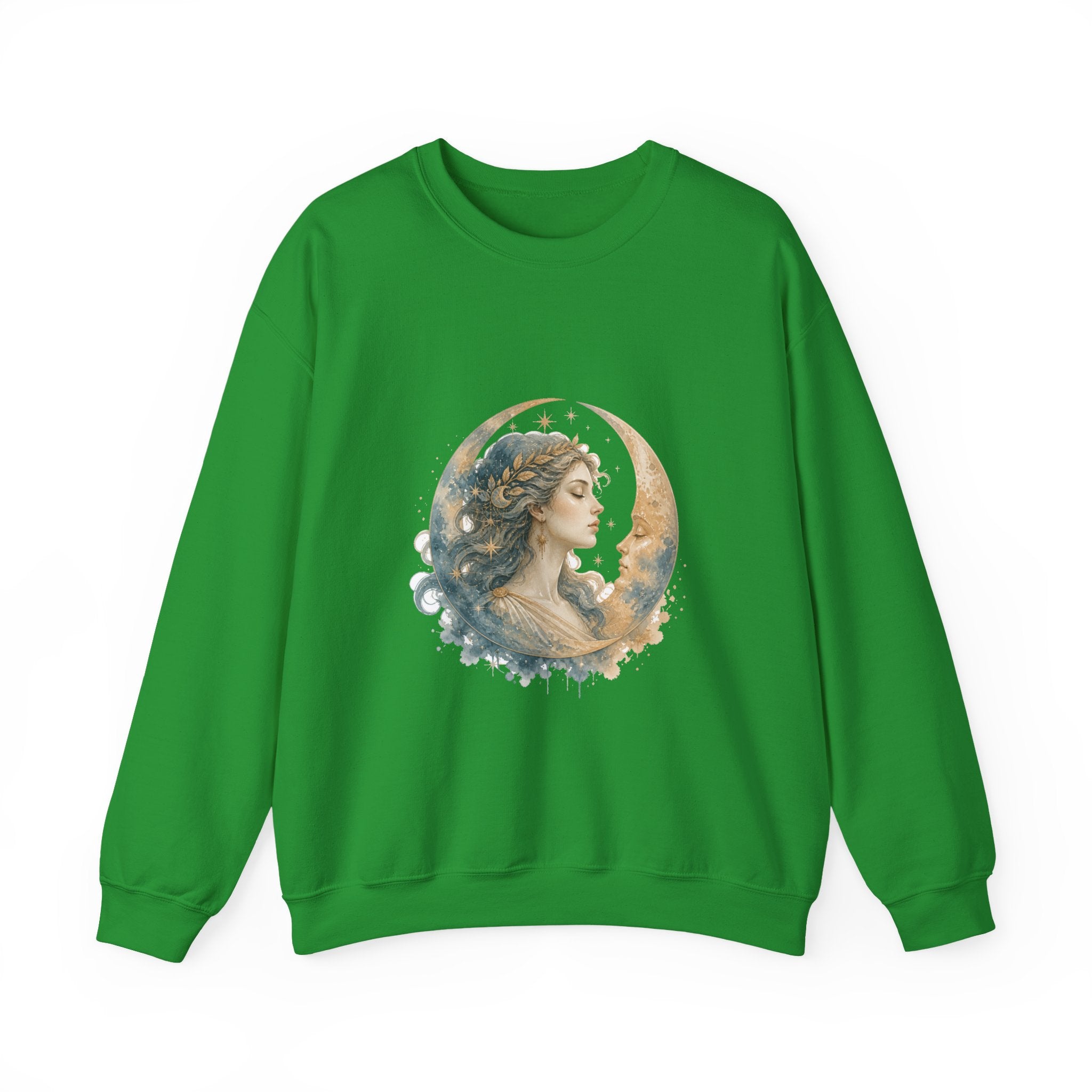 Matching Couple Sweatshirt - Helios & Selene Matching Couple Premium Fleece Sweatshirt Watercolor Art His Hers Birthday Gift - Design B