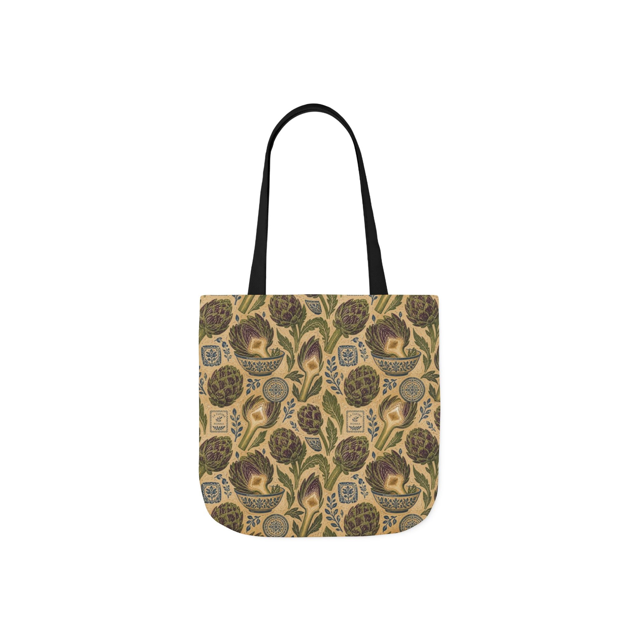 Globe Artichokes Canvas Tote Bag Mediterranean Kitchen Linocut Design Italian Cottagecore Gift