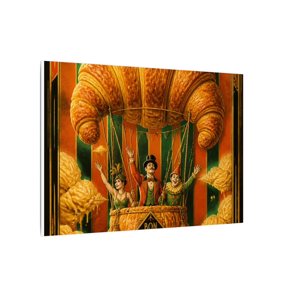 Croissant Hot Air Balloon Wall Art Canvas 24×36 Art Deco Bar Area Decor Maximalist Print