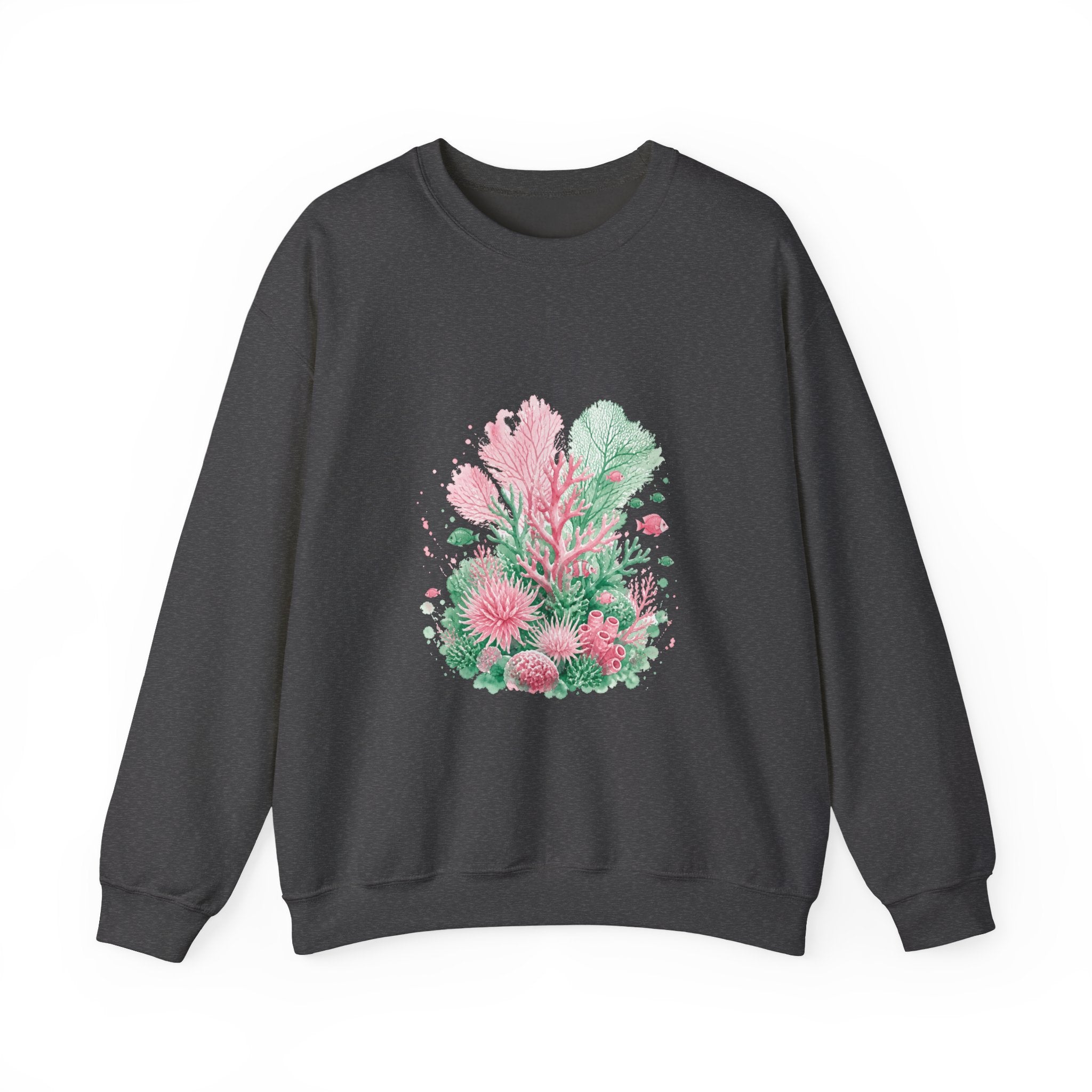 Matching Couple Sweatshirt - Coral Reef & Deep Sea Matching Couple Crewneck Sweatshirt Watercolor Art His Hers Engagement Gift - Design A