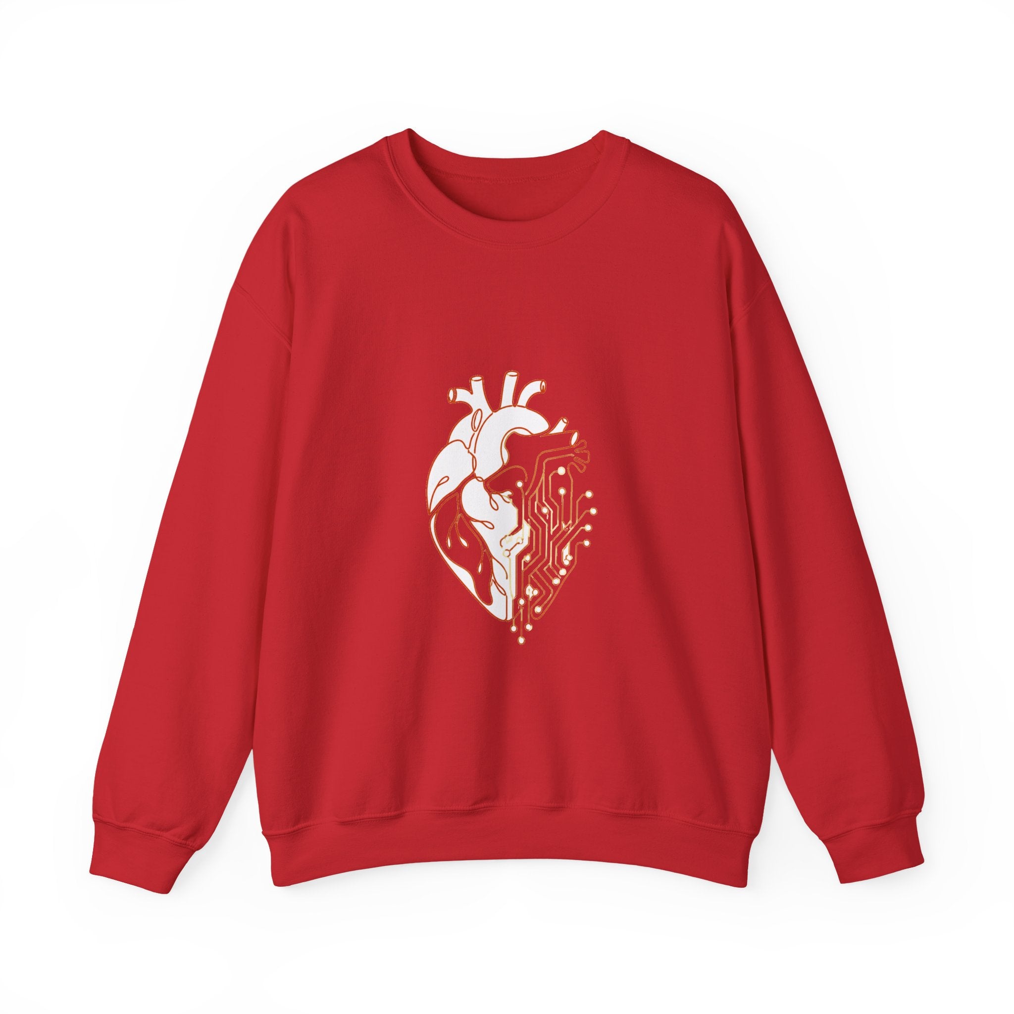 Matching Couple Sweatshirt - Robot & Heart Matching Couple Crewneck Sweatshirt Minimalist Art His Hers Valentine Gift - Design B