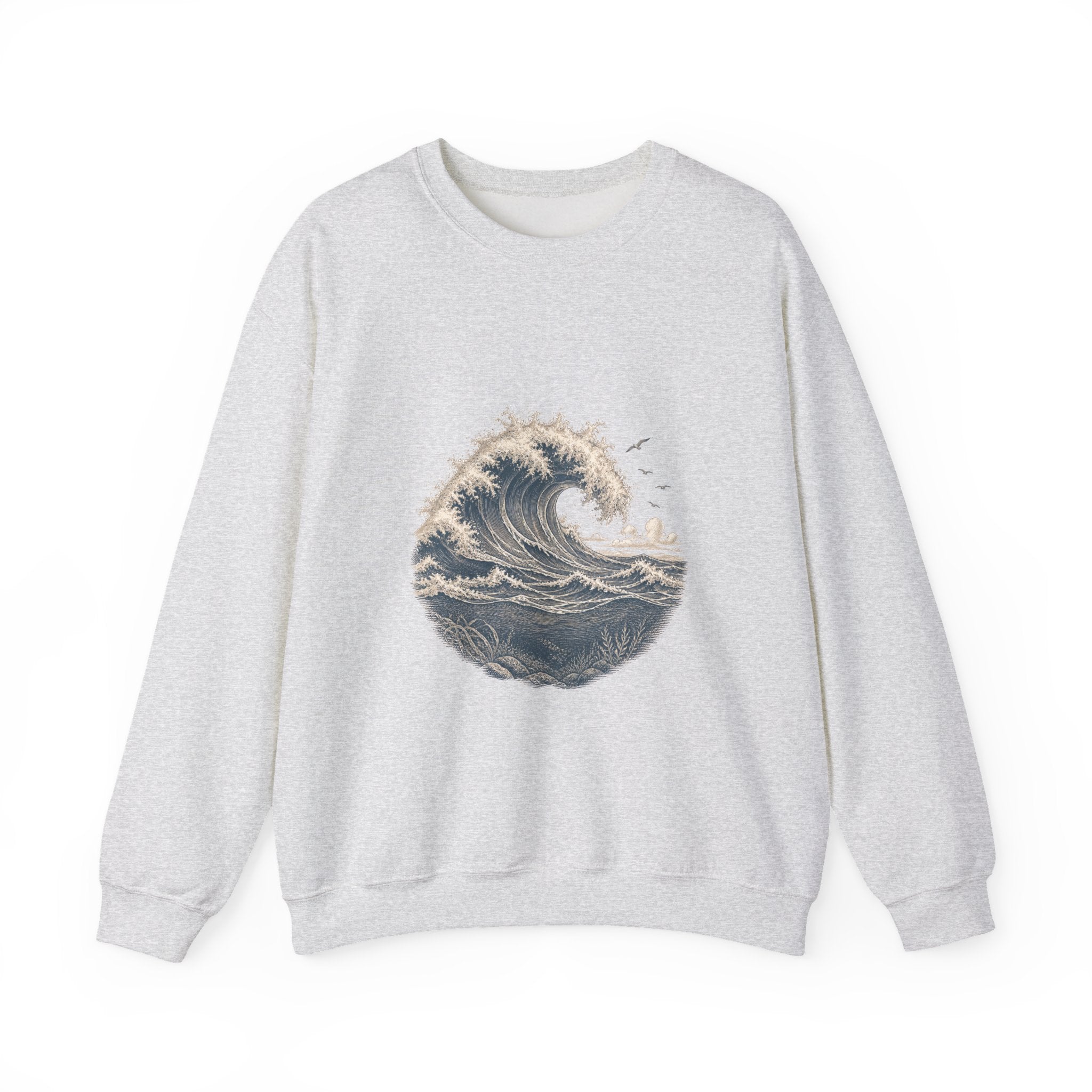 Matching Couple Sweatshirt - Mountain & Ocean Matching Couple Crewneck Sweatshirt Vintage Art His Hers Wedding Gift - Design B