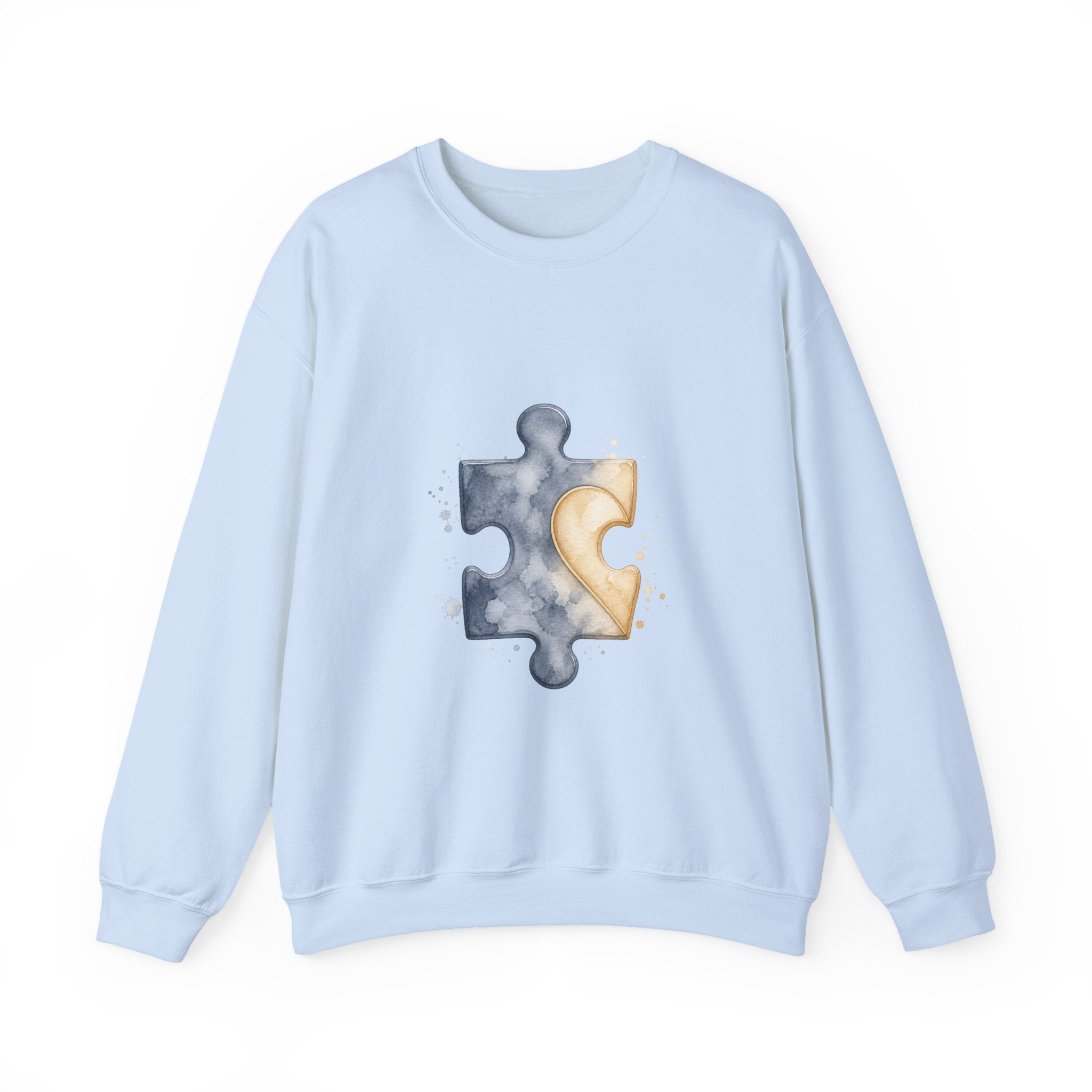 Matching Couple Sweatshirt - Puzzle Pieces Matching Couple Premium Fleece Sweatshirt Watercolor Art His Hers Birthday Gift - Design A