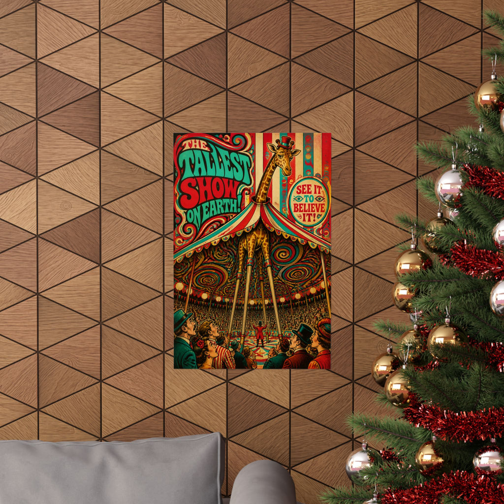 Giraffe on Stilts Wall Art Poster 24×36 Psychedelic Dining Room Decor Maximalist Print