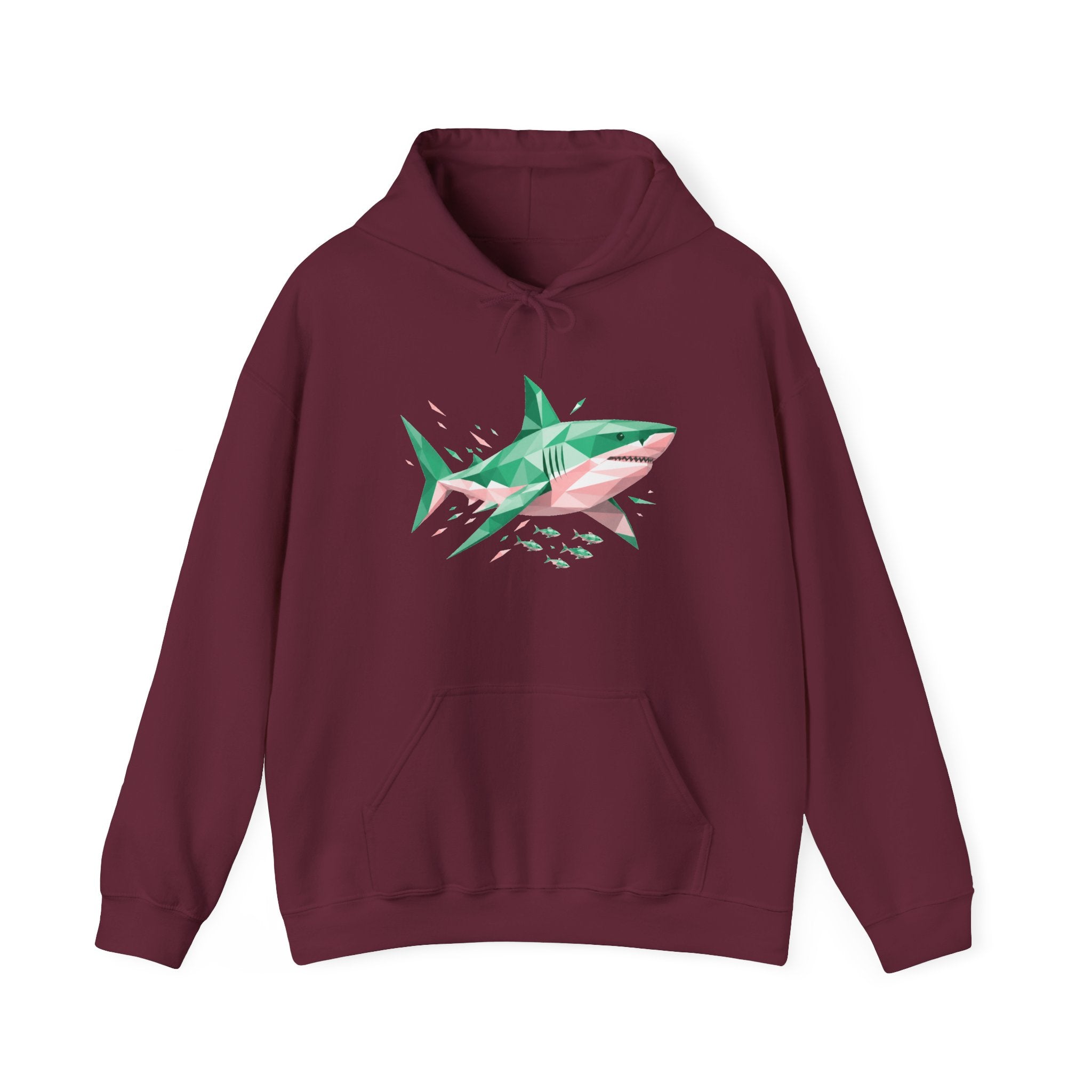 Matching Couple Sweatshirt - Shark & Dolphin Matching Couple Hooded Sweatshirt Geometric Art His Hers Couple Gift - Design A