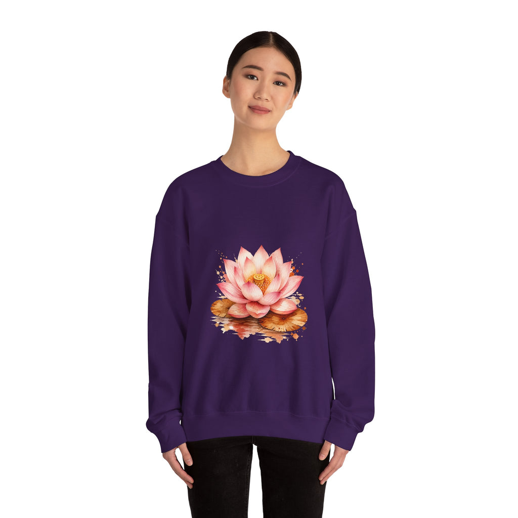 Matching Couple Sweatshirt - Open & Closed Lotus Matching Couple Comfort Colors Crew Watercolor Art His Hers Birthday Gift - Design A