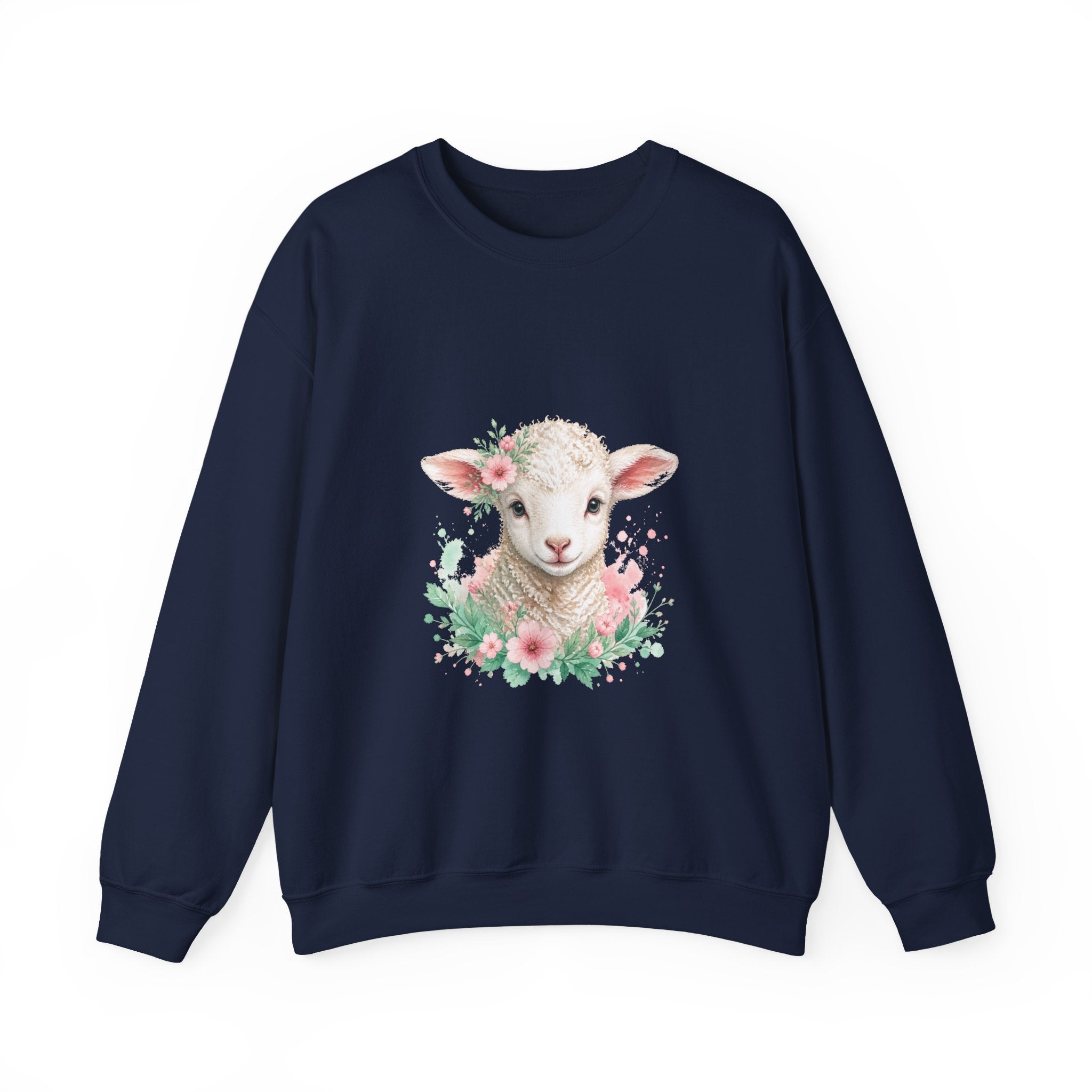 Matching Couple Sweatshirt - Lion & Lamb Matching Couple Premium Fleece Sweatshirt Watercolor Art His Hers Birthday Gift - Design B
