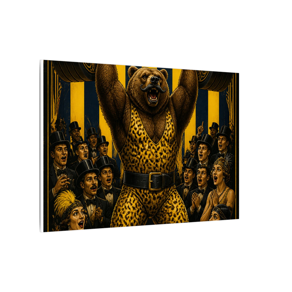 Strongman Bear Wall Art Canvas 16×20 Art Deco Entryway Decor Maximalist Print