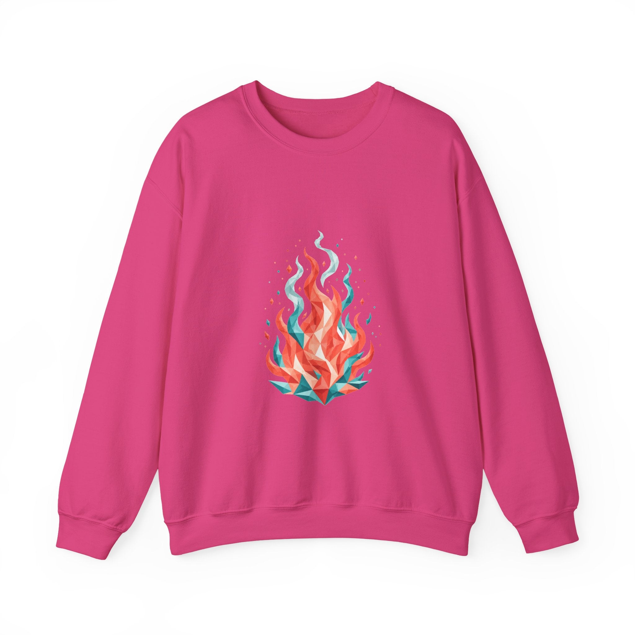 Matching Couple Sweatshirt - Wildfire & Waterfall Matching Couple Premium Fleece Sweatshirt Geometric Art His Hers Love Gift - Design A
