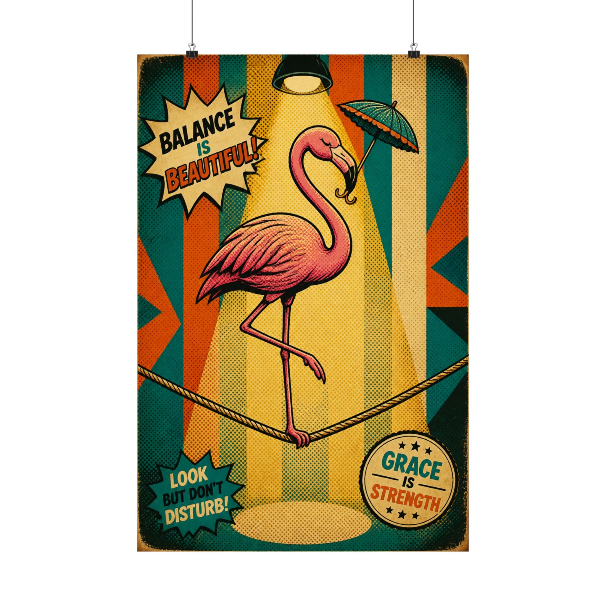 Flamingo Tightrope Wall Art Poster 18×24 Pop Art Living Room Decor Maximalist Print