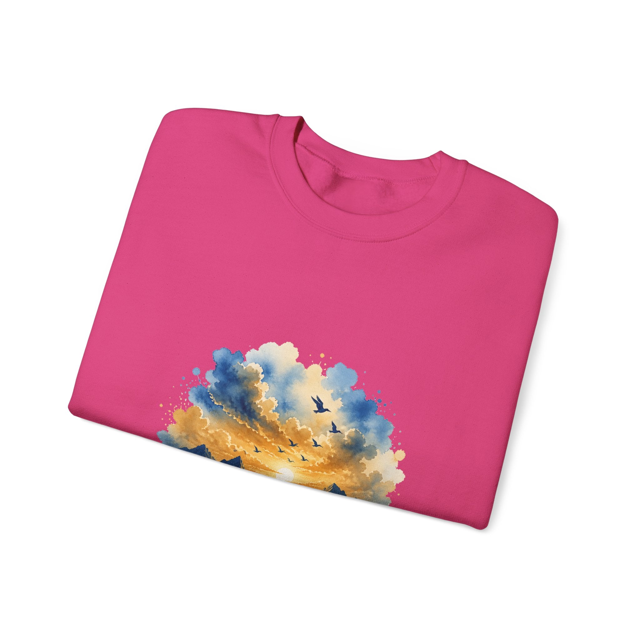 Matching Couple Sweatshirt - Sunrise & Sunset Matching Couple Crewneck Sweatshirt Watercolor Art His Hers Engagement Gift - Design B