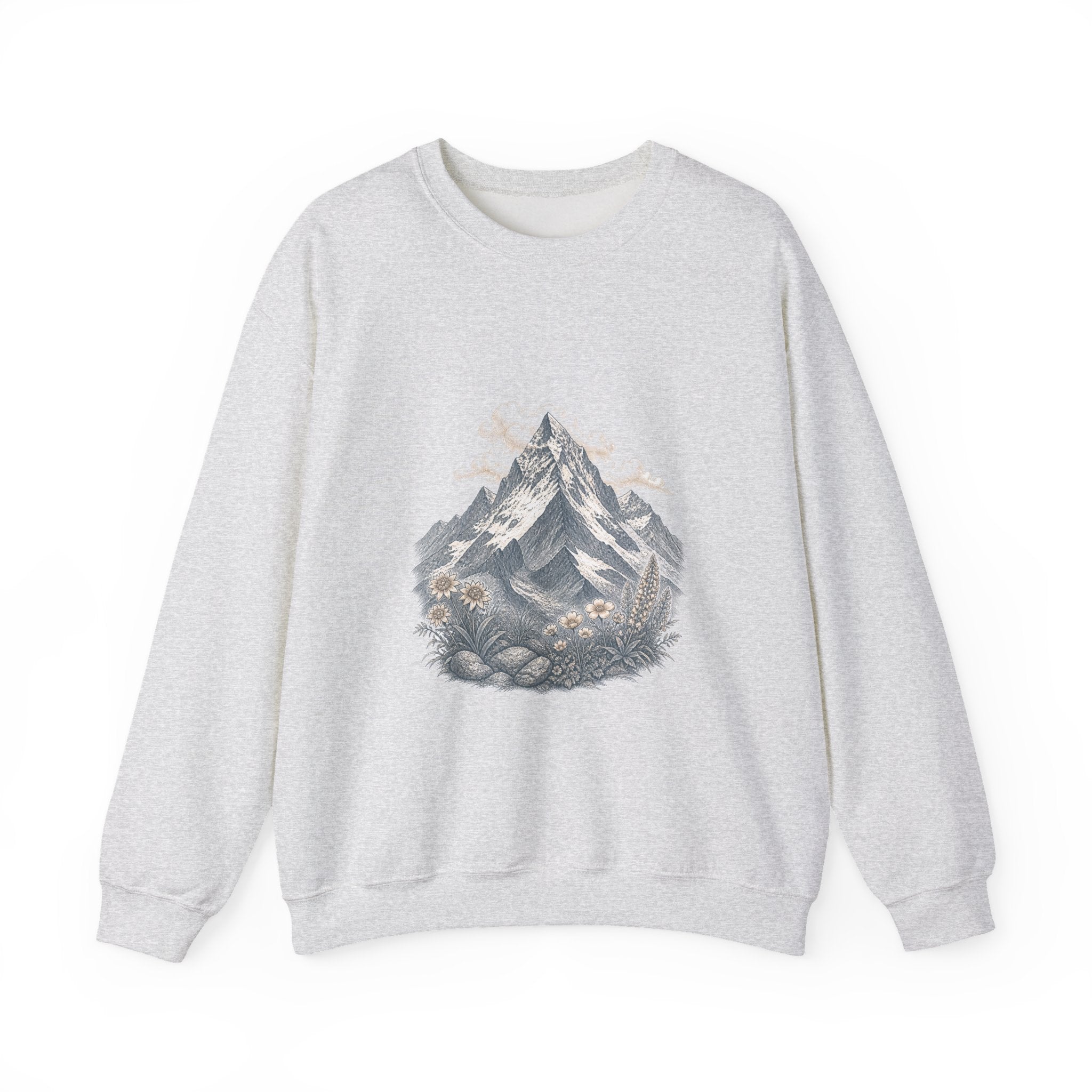 Matching Couple Sweatshirt - Mountain & Ocean Matching Couple Crewneck Sweatshirt Vintage Art His Hers Wedding Gift - Design A