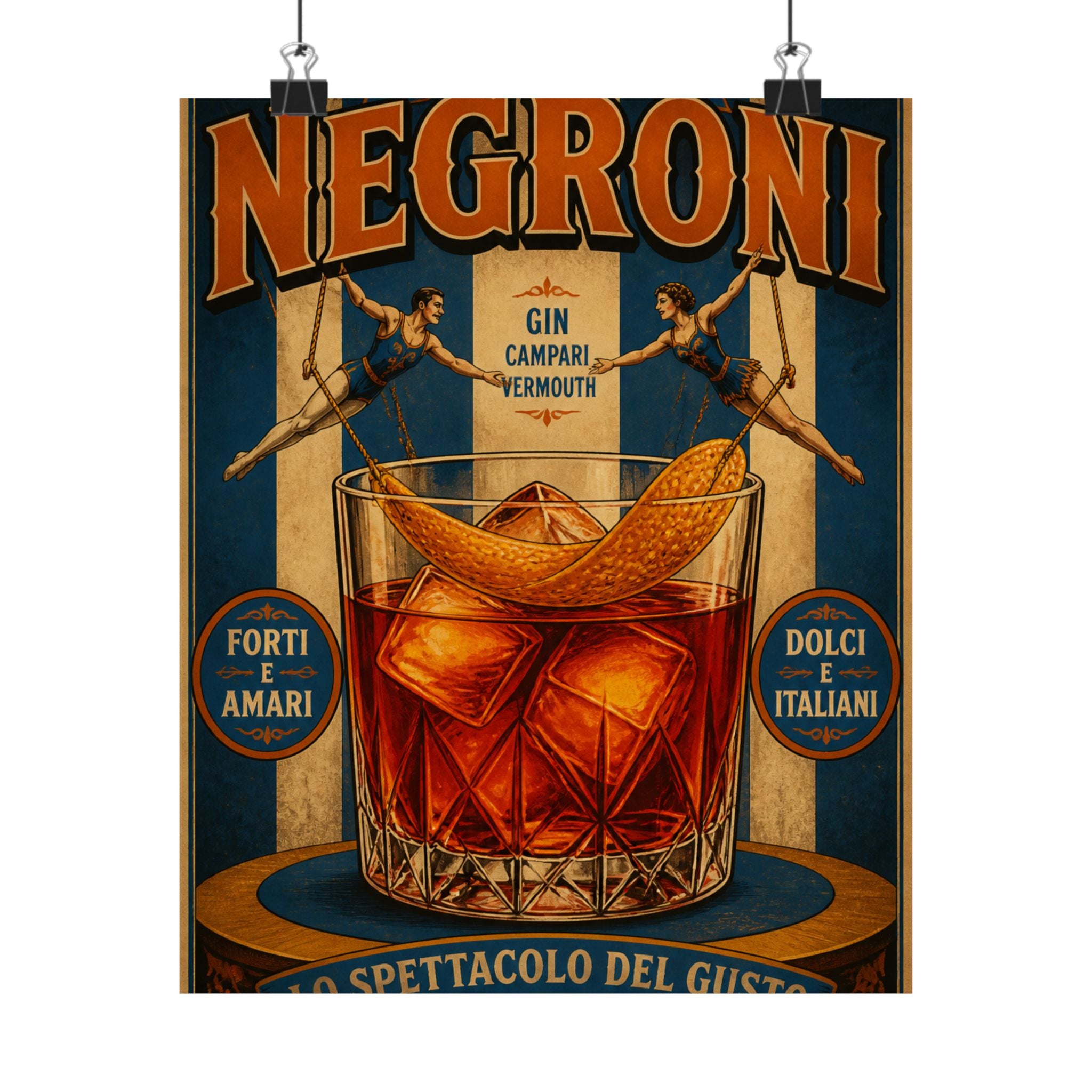 Negroni Trapeze Act Wall Art Poster 18×24 Vintage Circus Kitchen Decor Maximalist Print