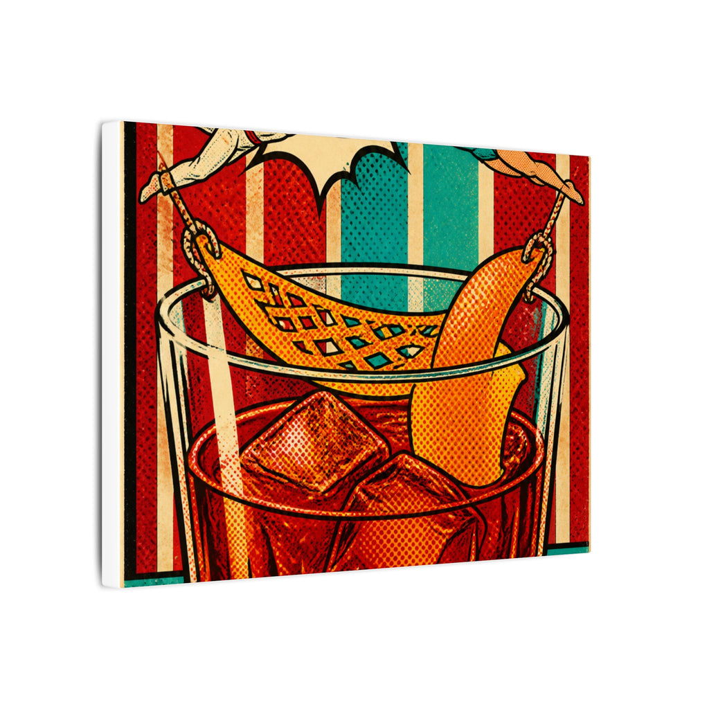 Negroni Trapeze Act Wall Art Canvas 24×36 Pop Art Restaurant Decor Maximalist Print