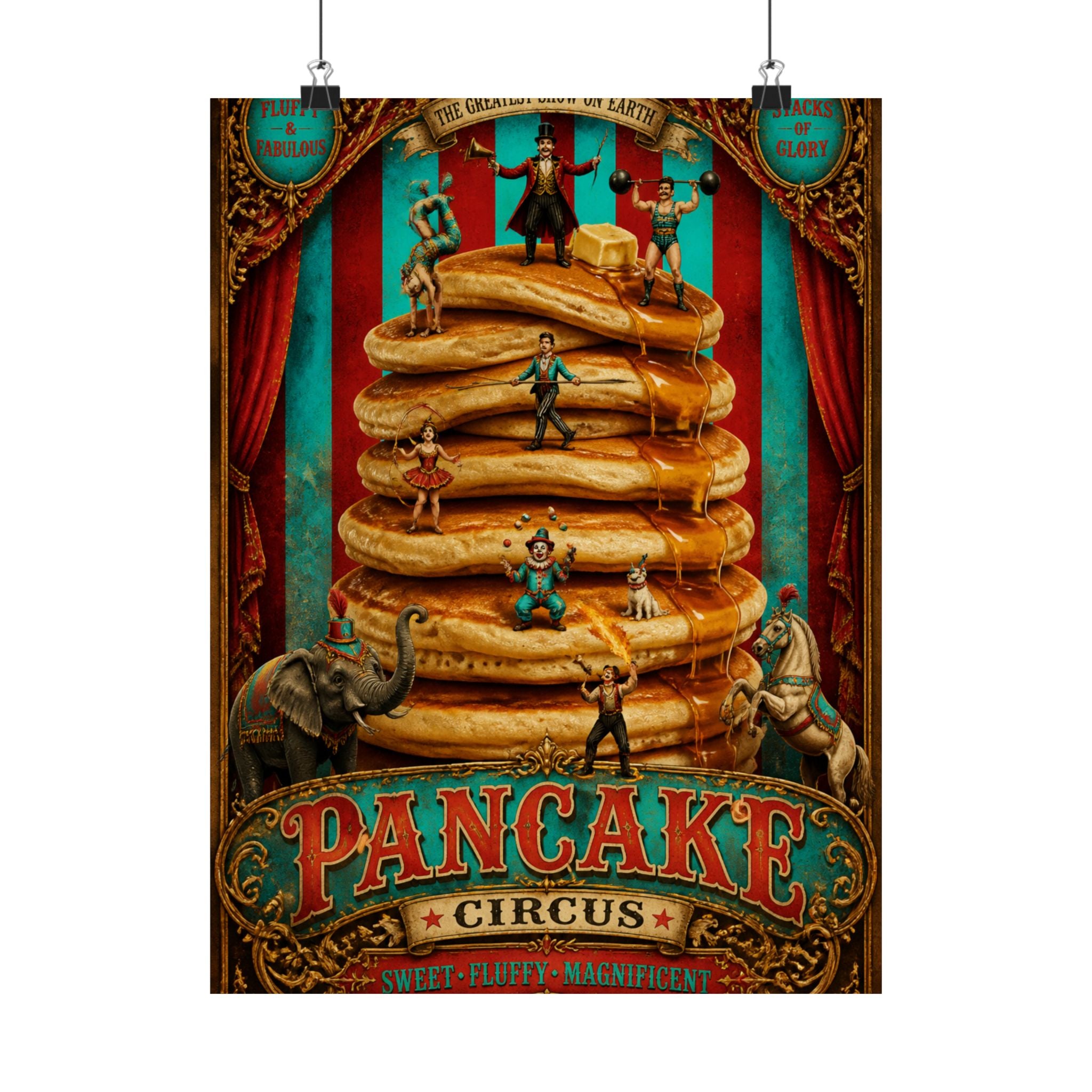 Pancake Stack Platform Wall Art Poster 18×24 Baroque Home Office Decor Maximalist Print