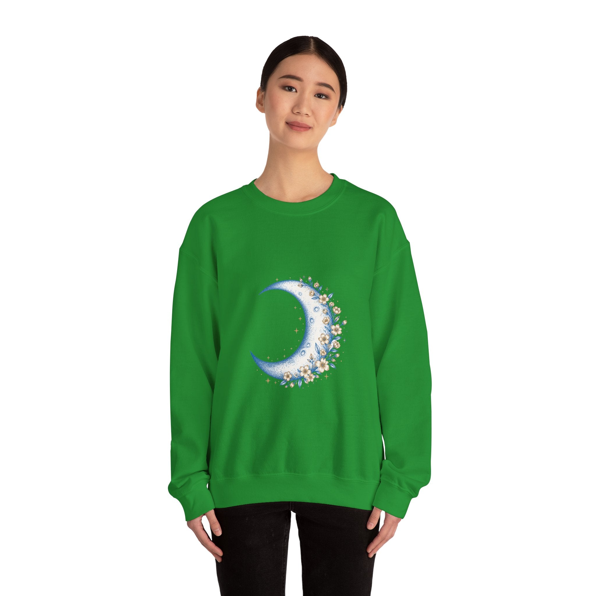 Matching Couple Sweatshirt - Waxing & Waning Moon Matching Couple Crewneck Sweatshirt Hand-Drawn Art His Hers Best Friend Gift - Design A
