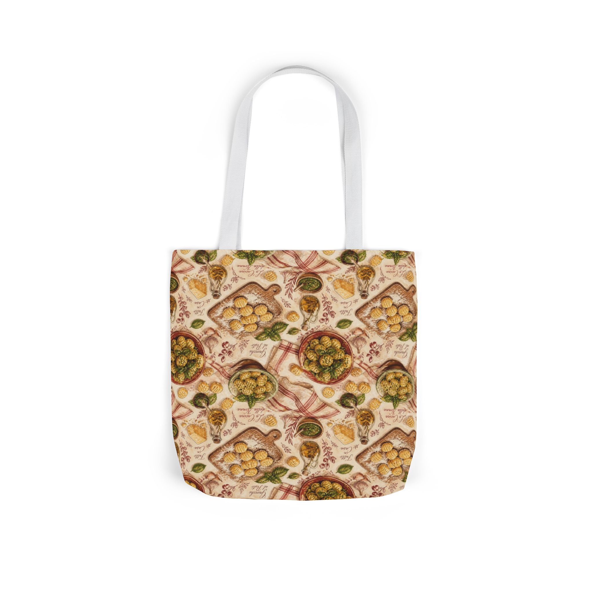 Potato Gnocchi Canvas Tote Bag Mediterranean Kitchen Watercolor Design Italian Cottagecore Gift