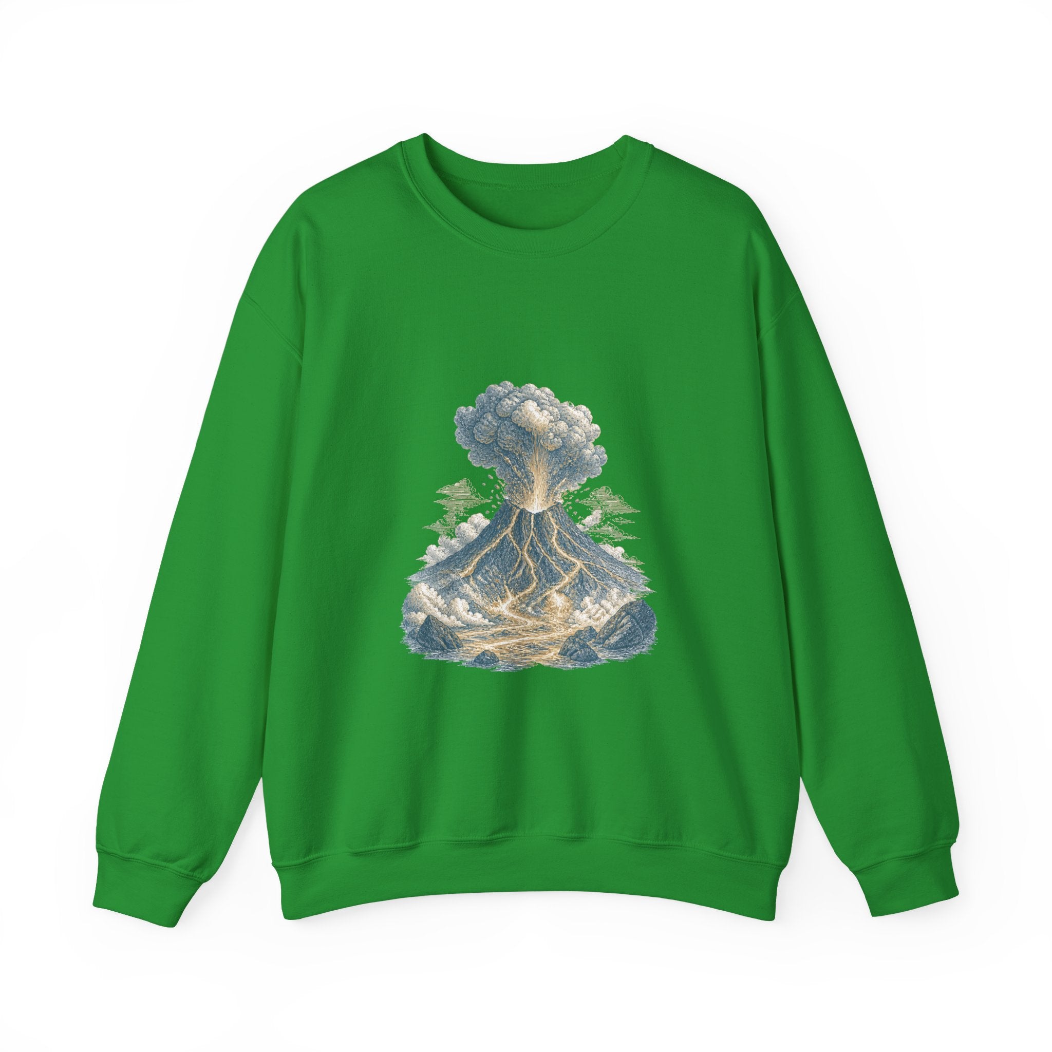 Matching Couple Sweatshirt - Volcano & Glacier Matching Couple Premium Fleece Sweatshirt Vintage Art His Hers Honeymoon Gift - Design A