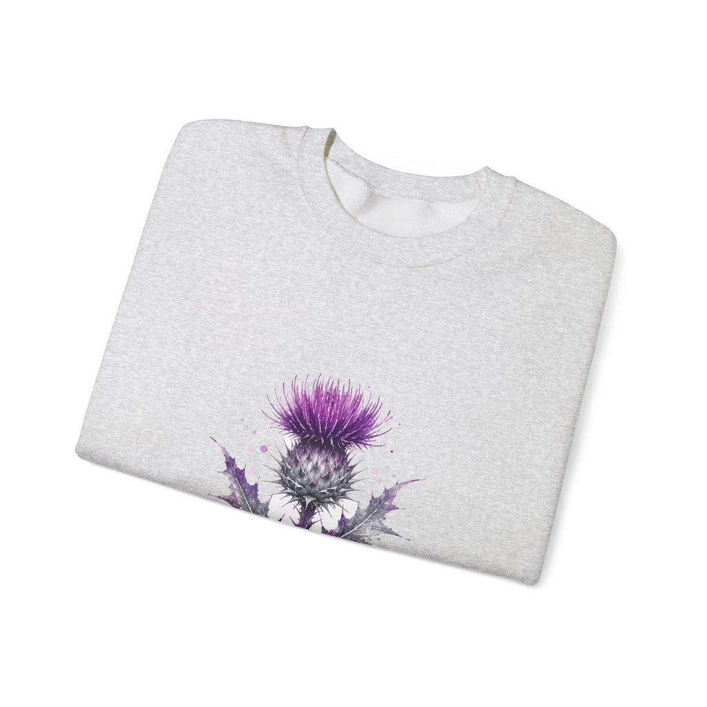 Matching Couple Sweatshirt - Lavender & Thistle Matching Couple Comfort Colors Crew Watercolor Art His Hers Birthday Gift - Design B