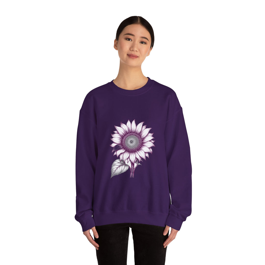 Matching Couple Sweatshirt - Sunflower & Moonflower Matching Couple Premium Fleece Sweatshirt Hand-Drawn Art His Hers Anniversary Gift - Design A