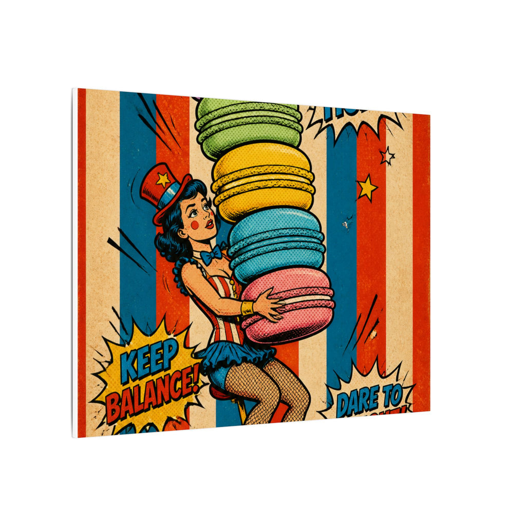 Macaron Balancing Tower Wall Art Canvas 24×36 Pop Art Restaurant Decor Maximalist Print