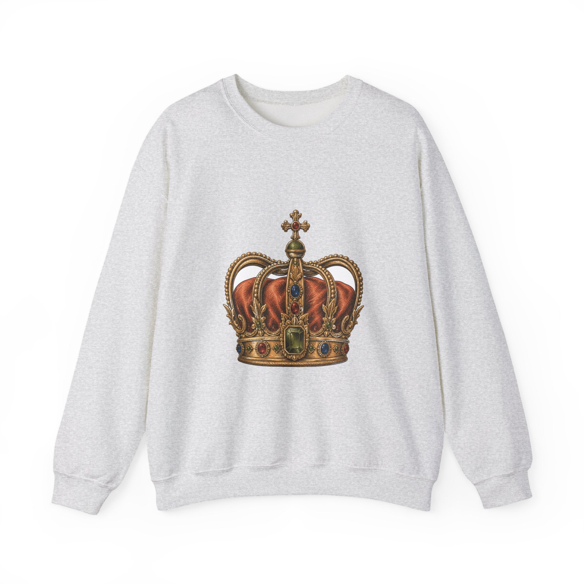 Matching Couple Sweatshirt - Crown & Shield Matching Couple Premium Fleece Sweatshirt Hand-Drawn Art His Hers Anniversary Gift - Design A