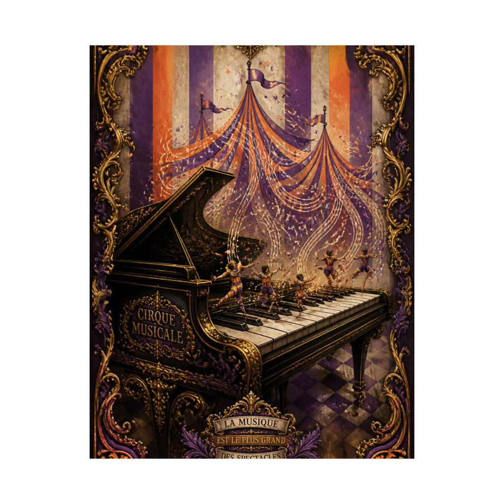 Grand Piano Acrobats Wall Art Poster 24×36 Baroque Studio Decor Maximalist Print