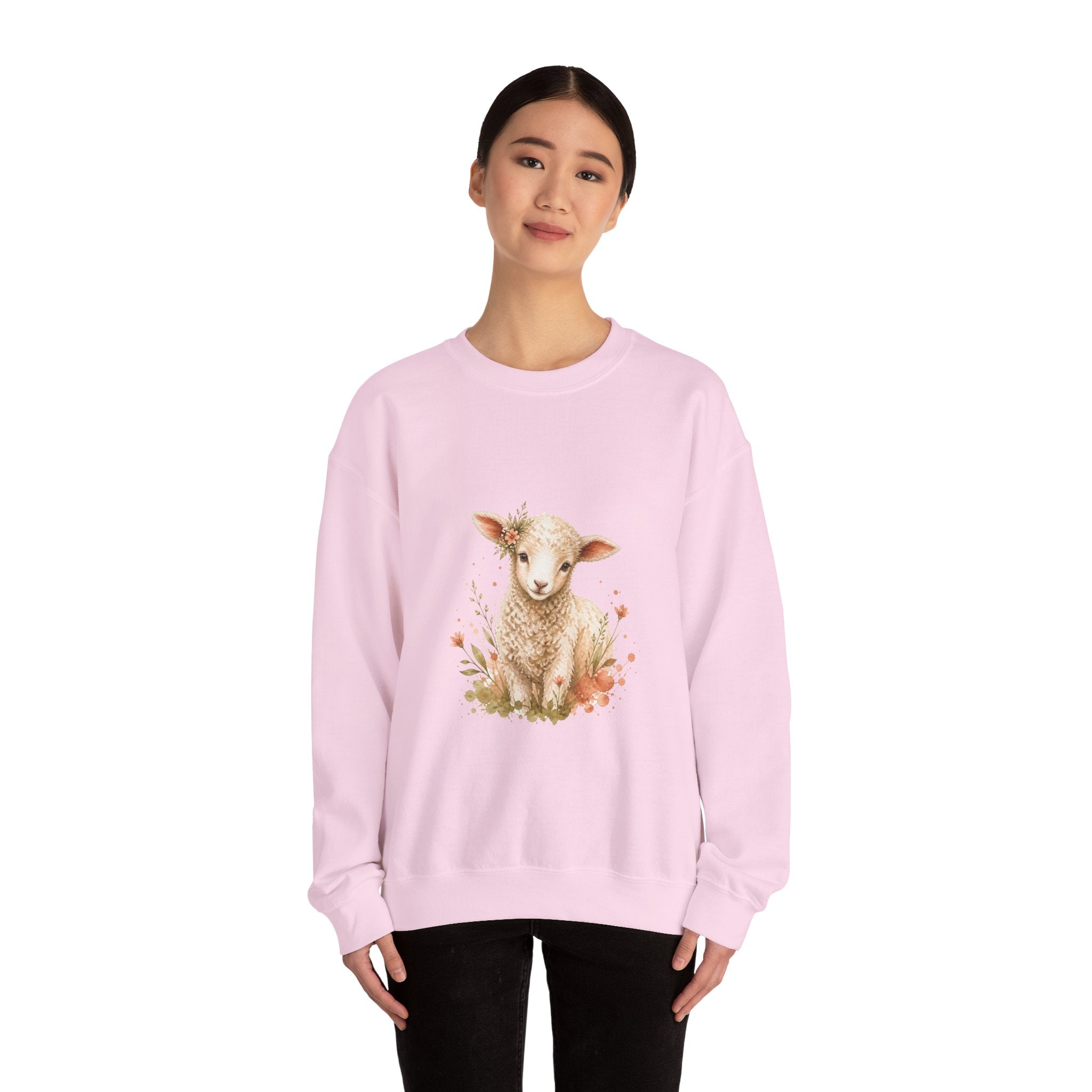 Matching Couple Sweatshirt - Lion & Lamb Matching Couple Comfort Colors Crew Watercolor Art His Hers Birthday Gift - Design B