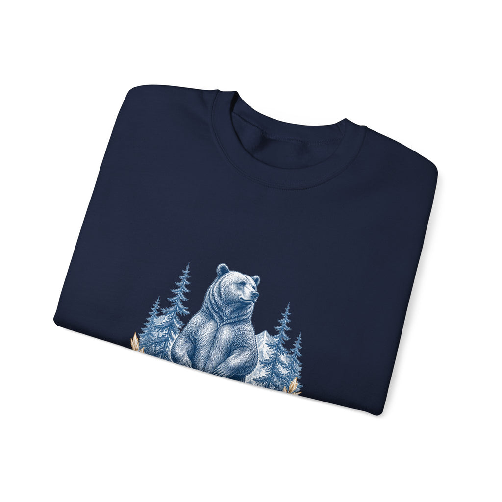 Matching Couple Sweatshirt - Bear & Deer Matching Couple Crewneck Sweatshirt Vintage Art His Hers Wedding Gift - Design A