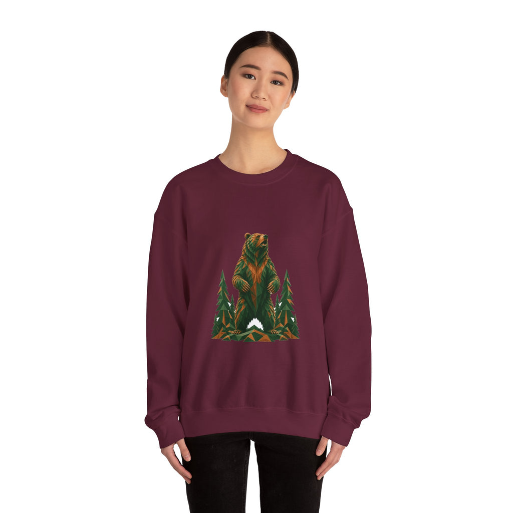 Matching Couple Sweatshirt - Bear & Deer Matching Couple Crewneck Sweatshirt Geometric Art His Hers Couple Gift - Design A