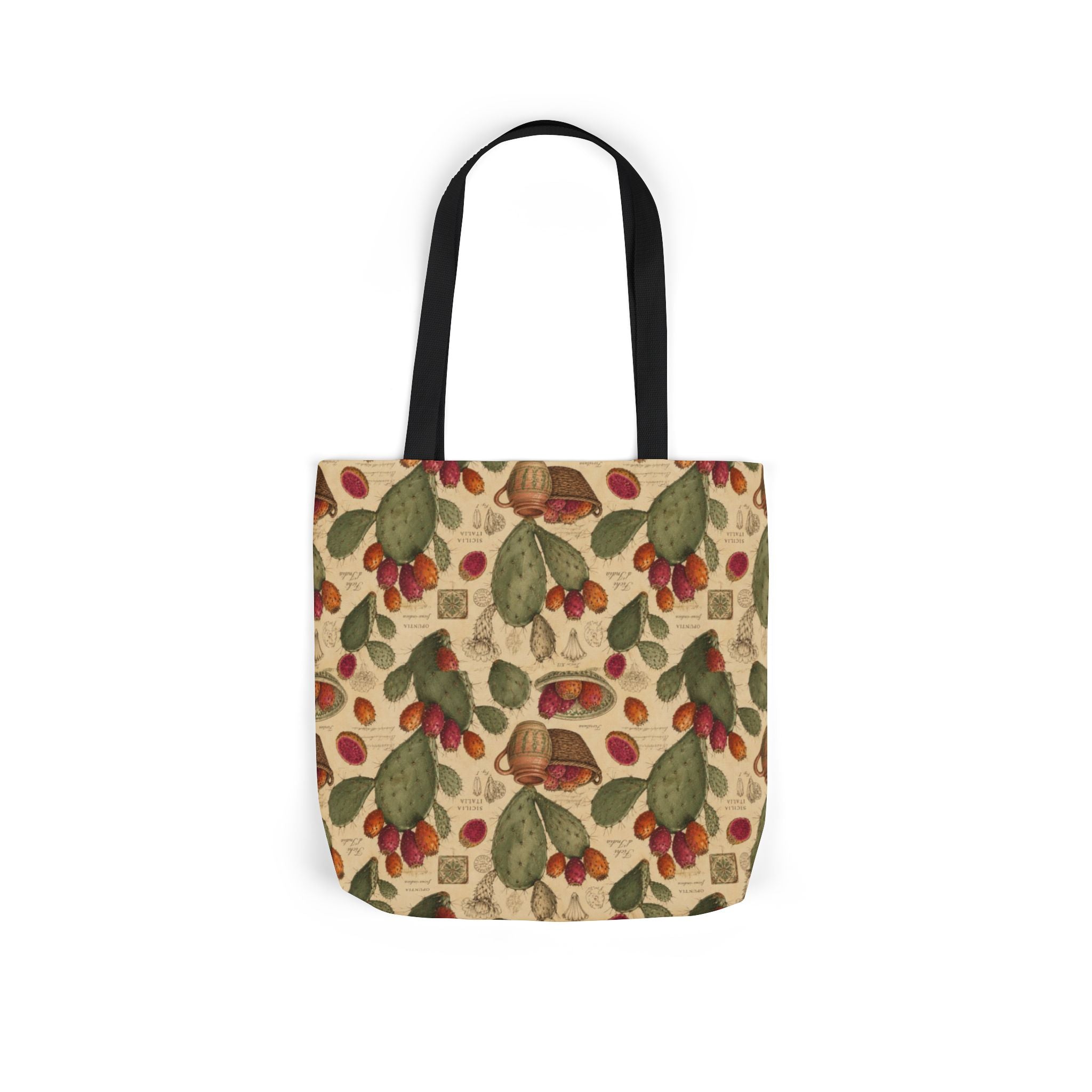 Prickly Pear Cactus Fruit Canvas Tote Bag Mediterranean Kitchen Botanical Design Italian Cottagecore Gift